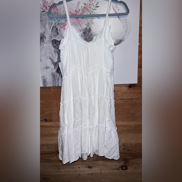 White Eyelet Lace Button Front Mini Dress - Picture 4 of 8